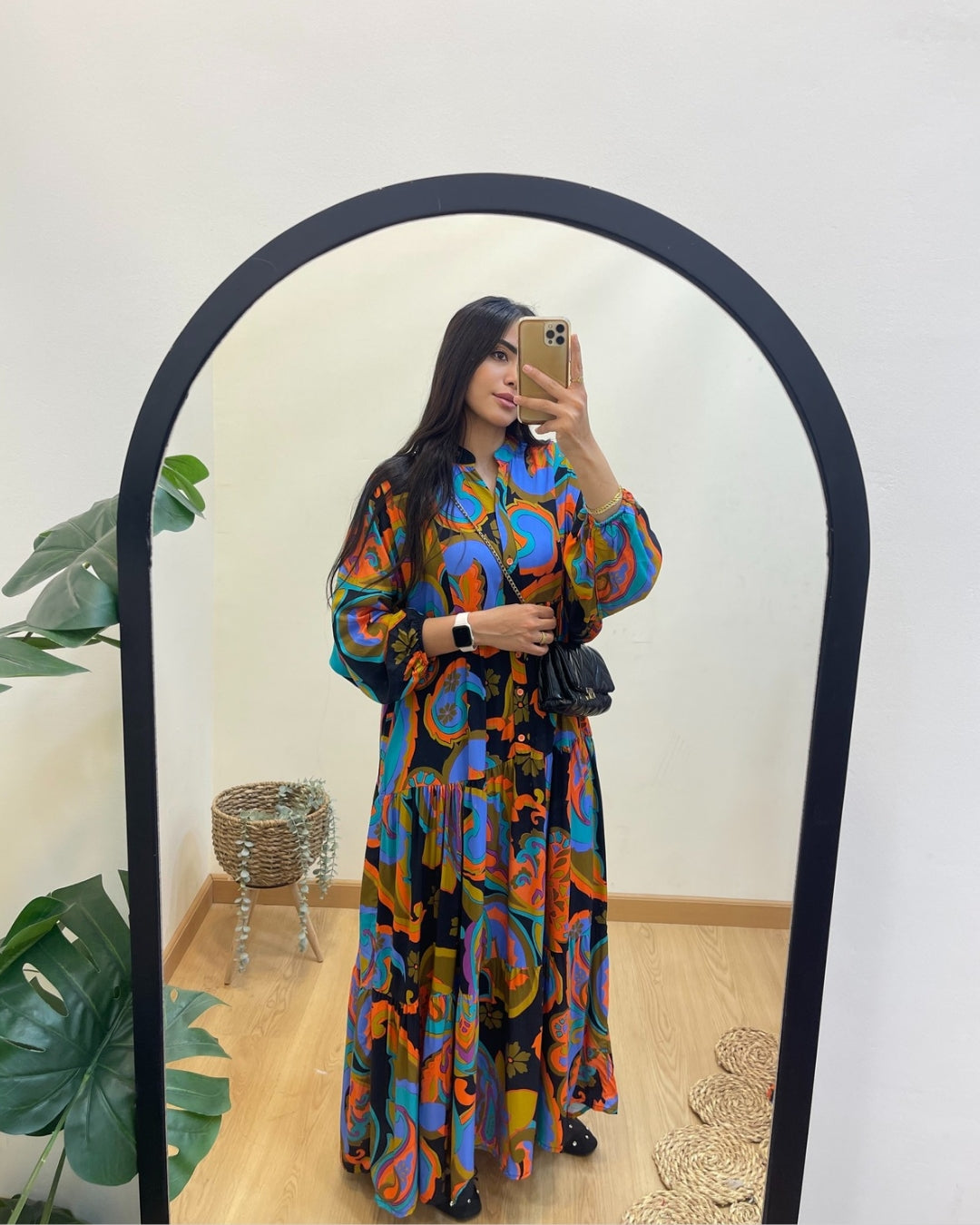 Bohemian Muticolored Black Dress