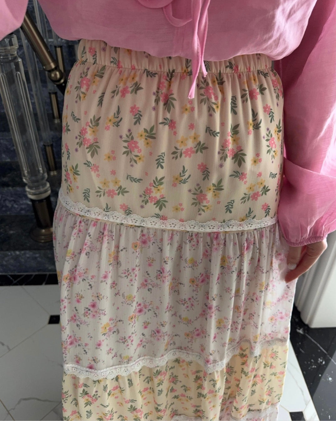 Lace Layered Colorful Skirt