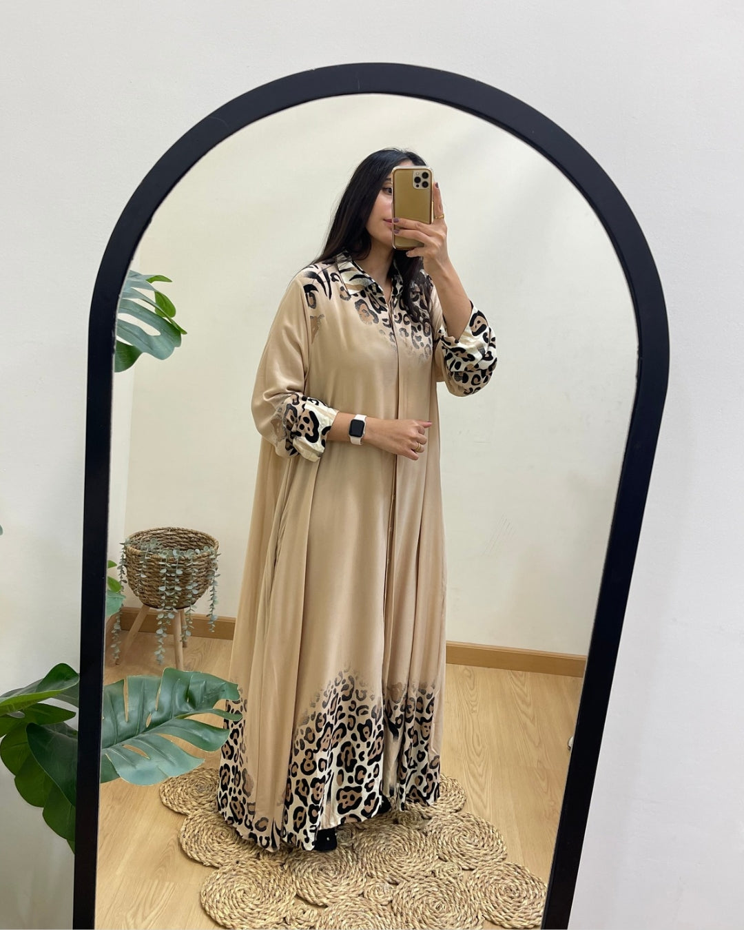 Beige Belted Shirt Dress