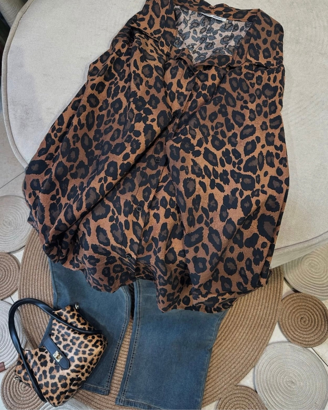 Leopard Linen Oversized Shirt