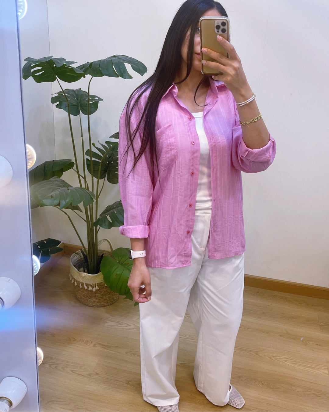 Pink Crinkled Shirt
