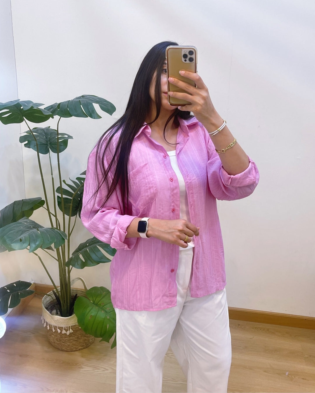 Pink Crinkled Shirt