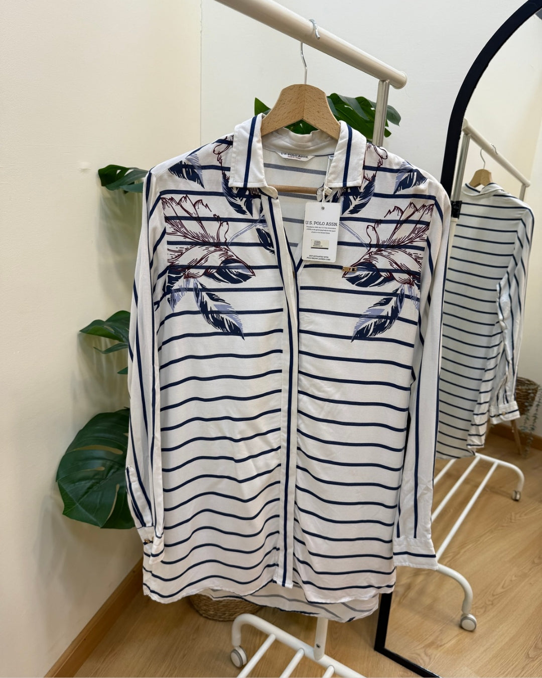 White Striped Flowery U.S. polo Tunic