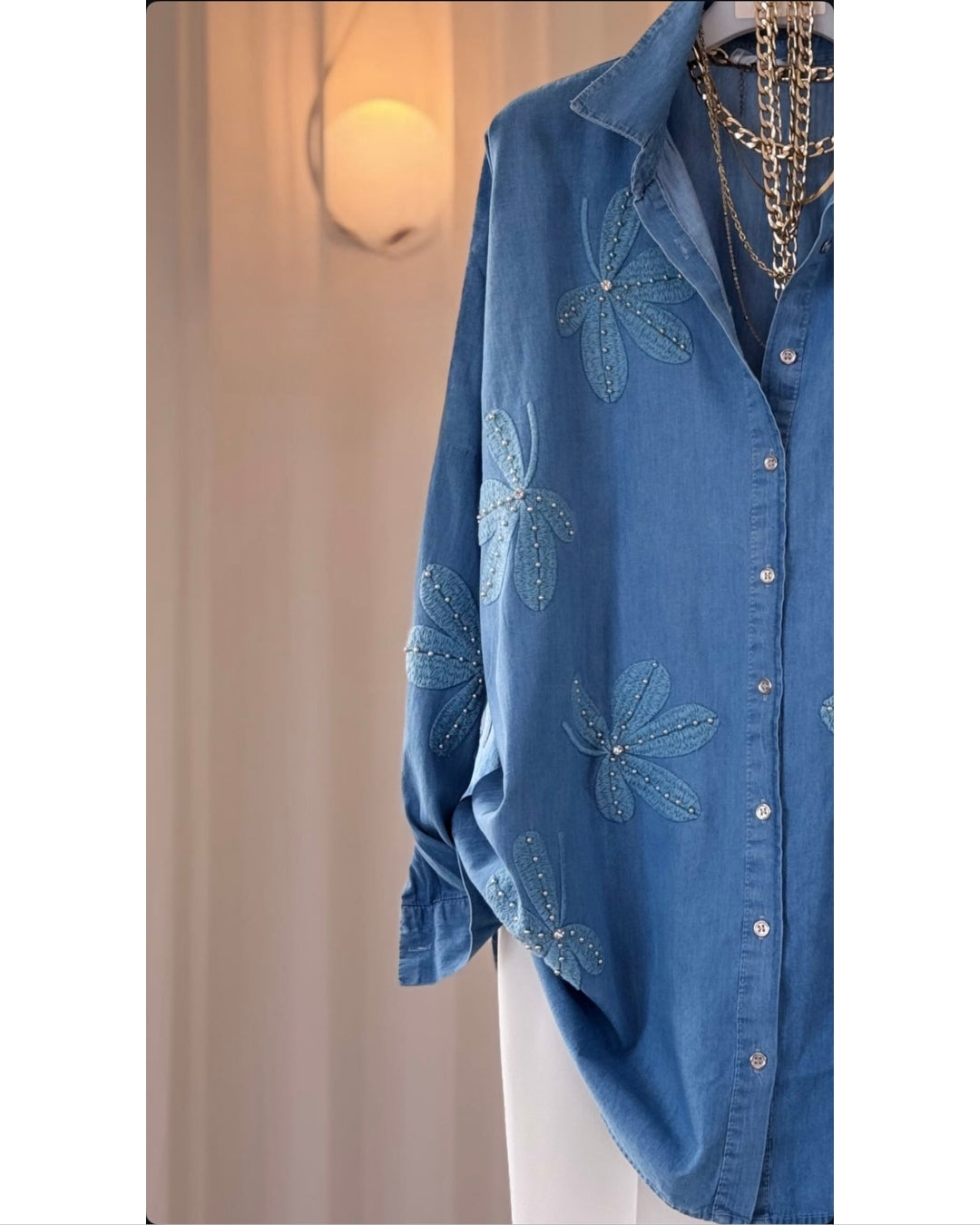 Embroidered Boho Denim Shirt