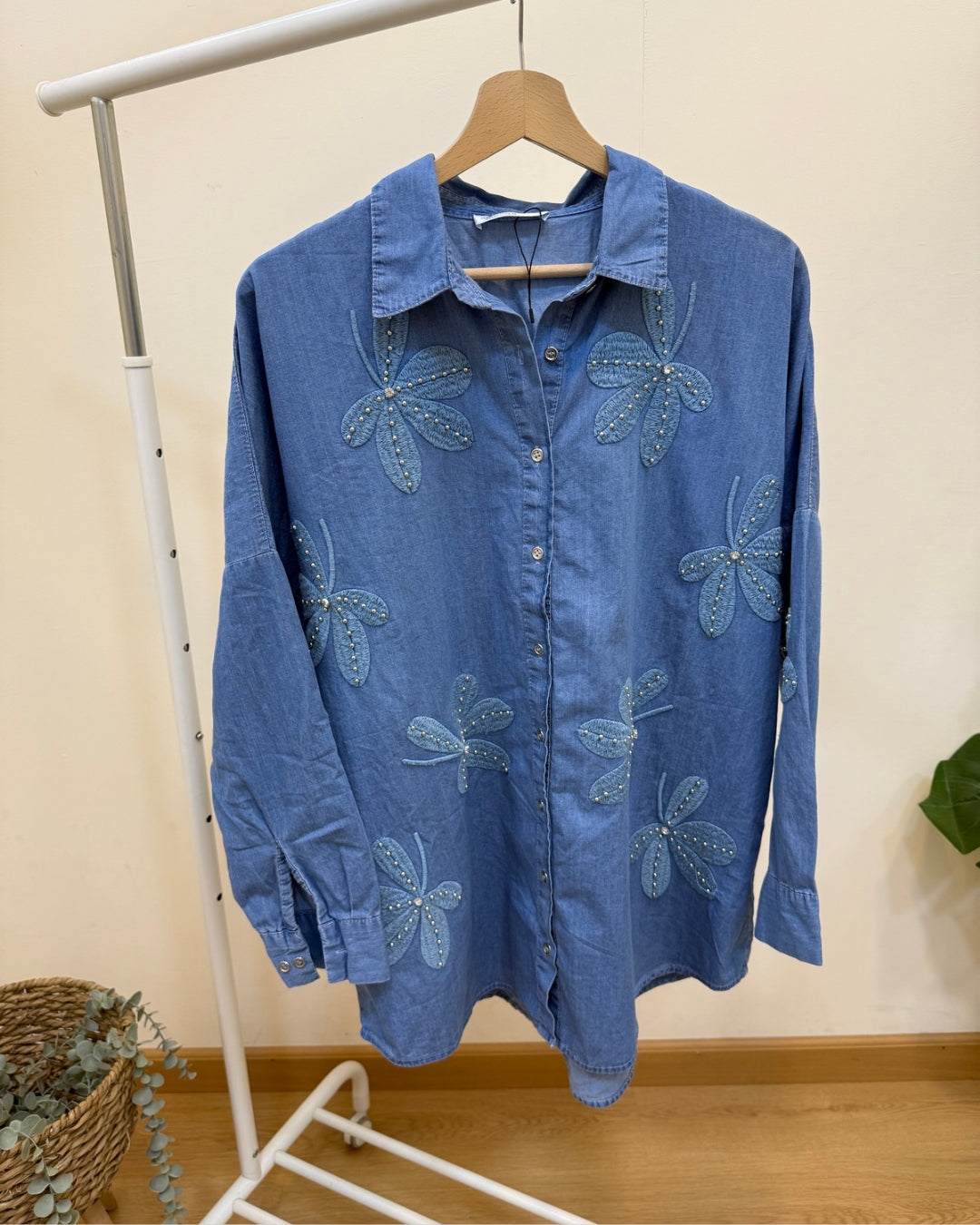 Embroidered Boho Denim Shirt