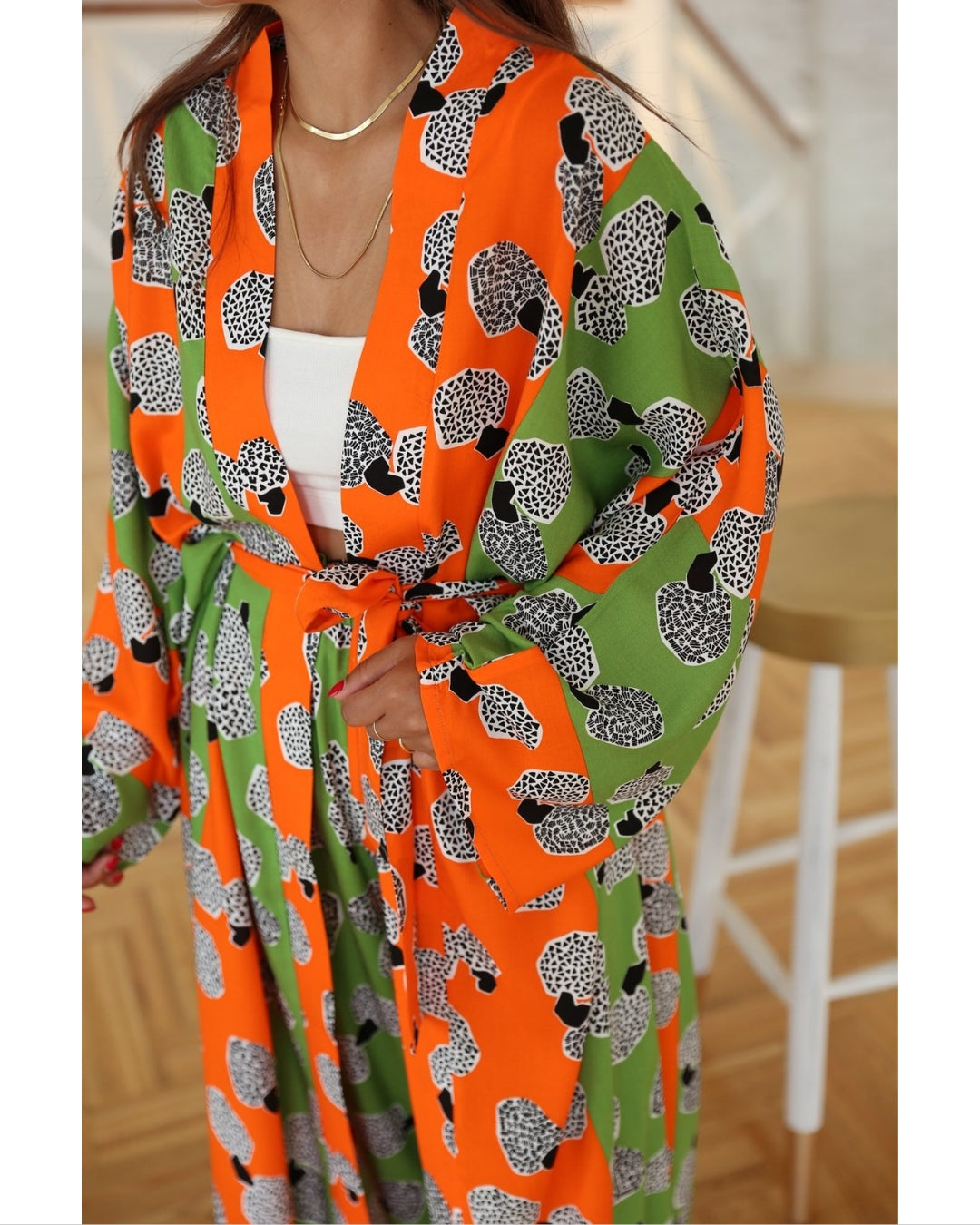Boho Orange Kimono