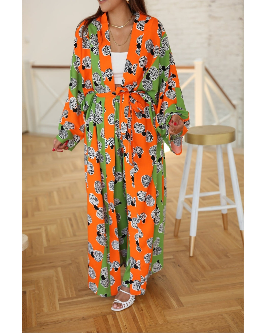Boho Orange Kimono