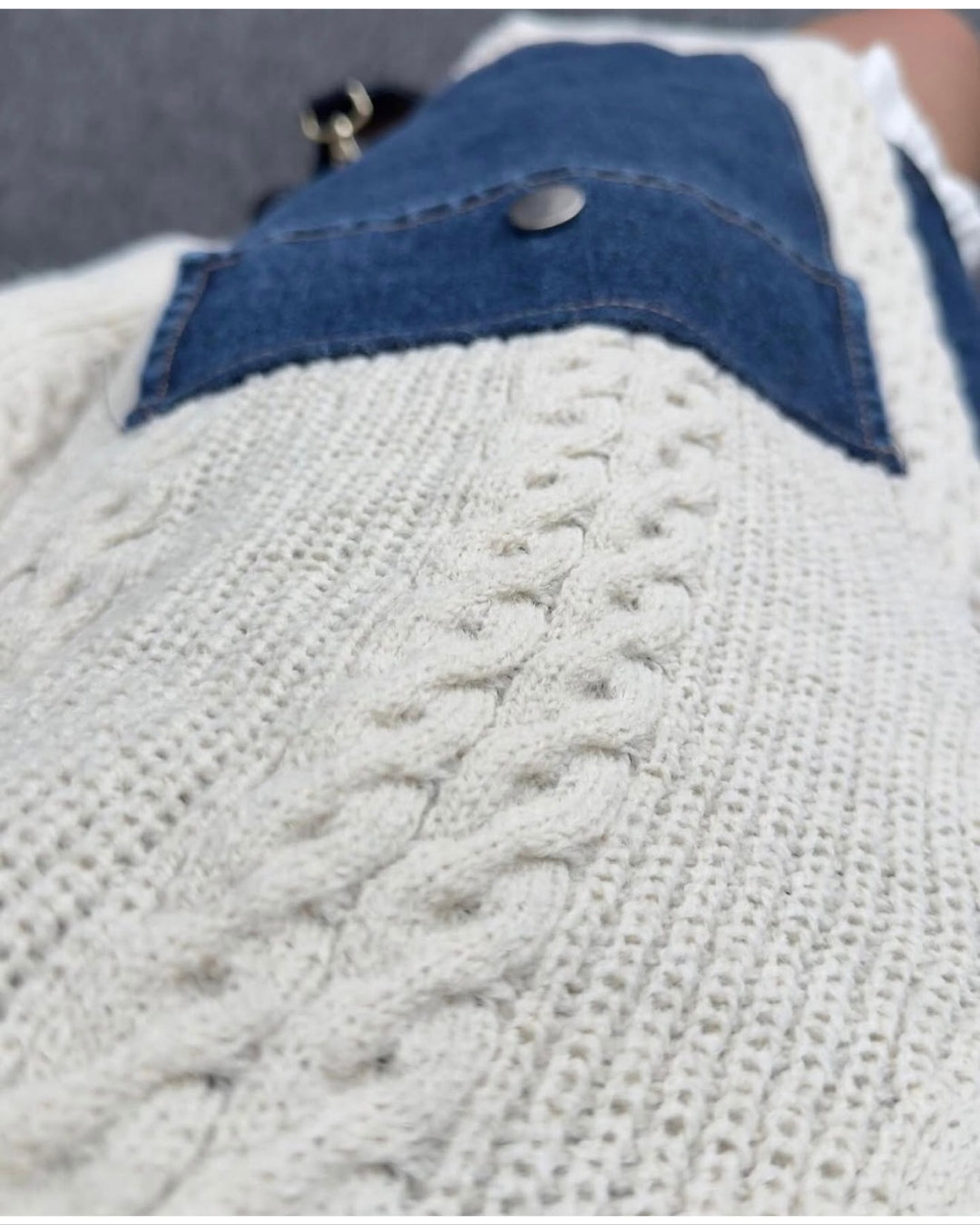 Denim Patch Knit Jacket