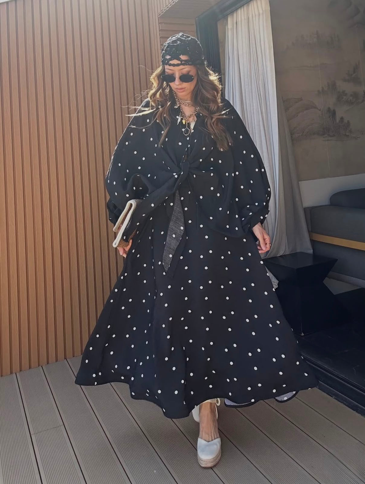 Polka Dots Black Skirt Set