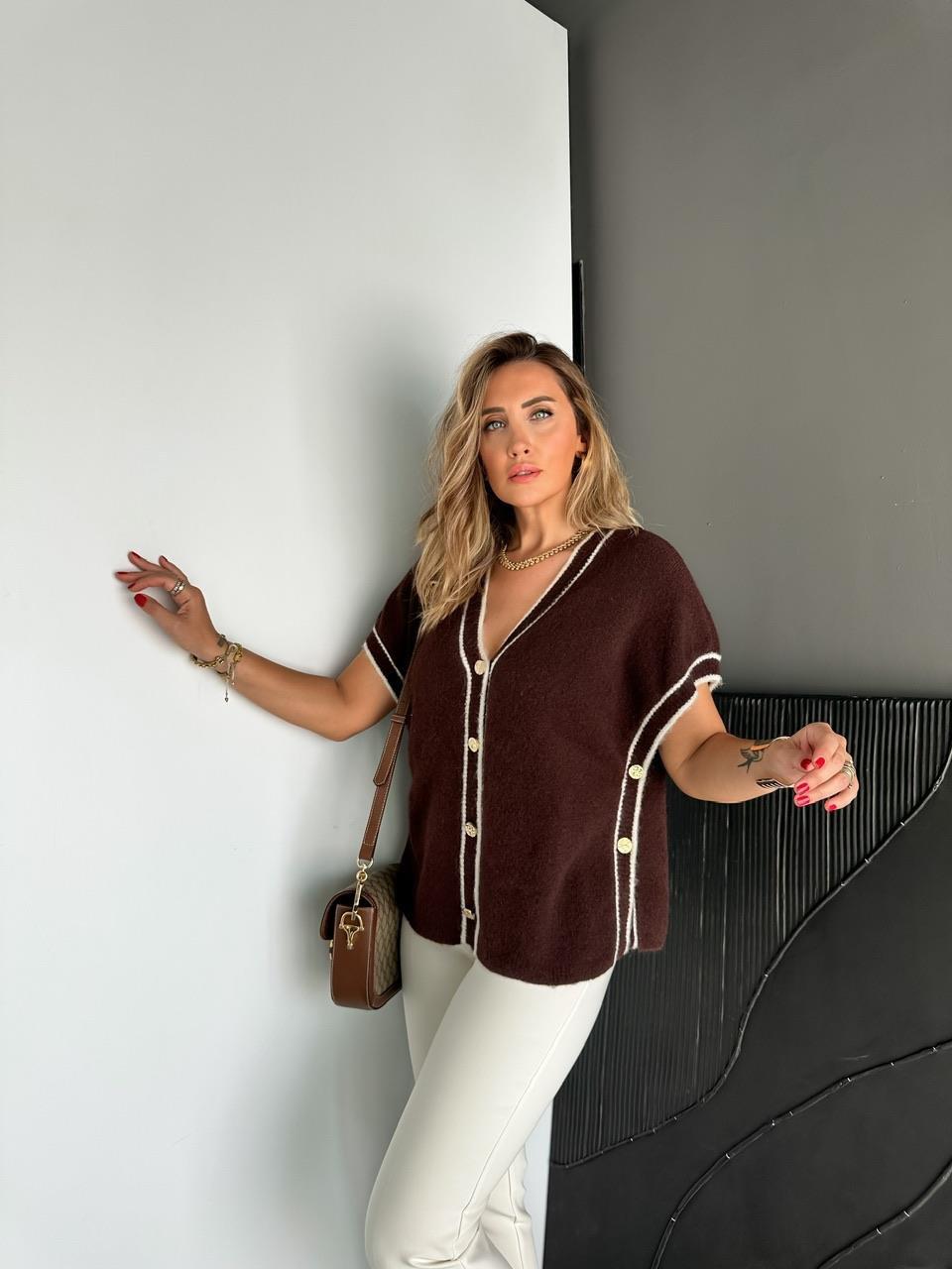 Brown Vest With Vintage Golden Buttons