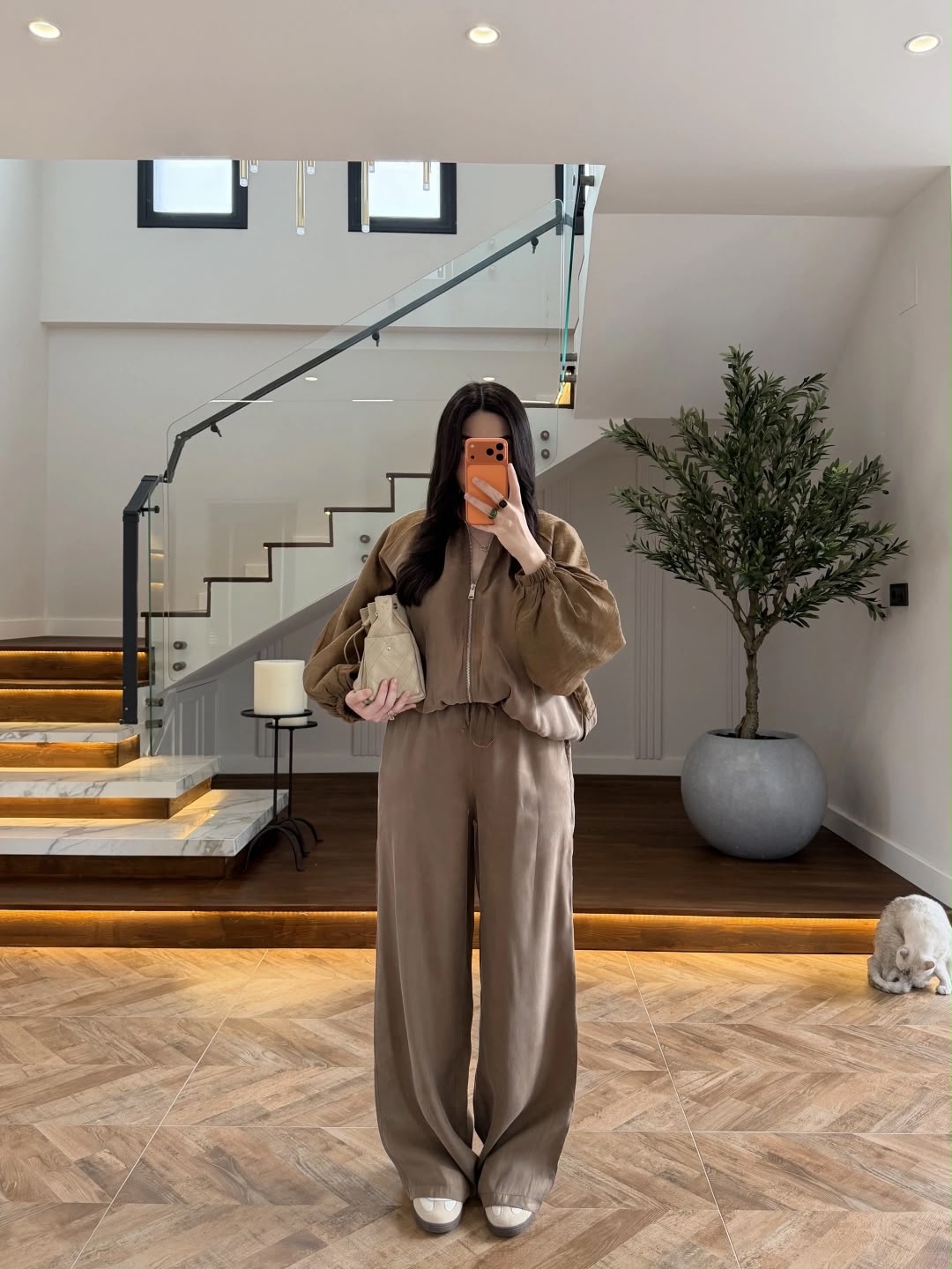 Oysho Oversized Bomber Jacket & Flare Pants Set