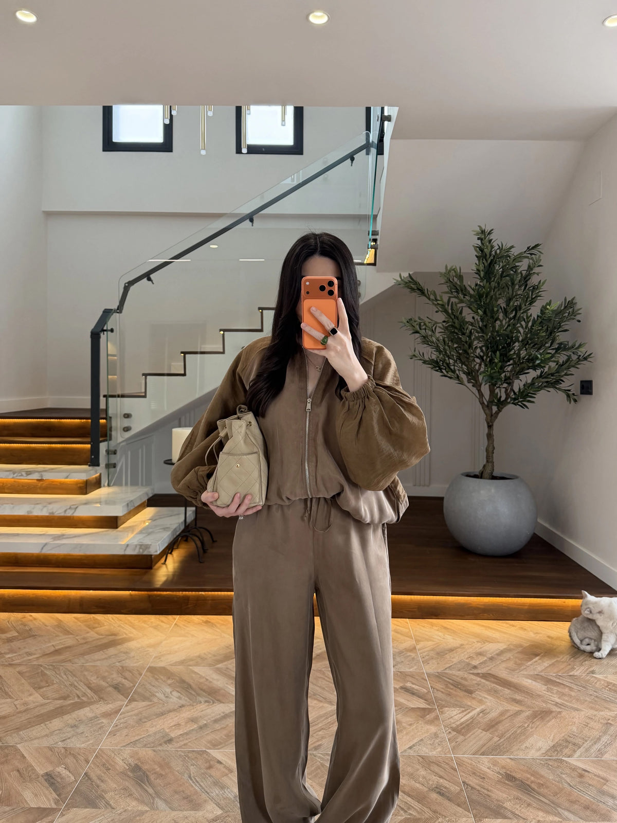 Oysho Oversized Bomber Jacket & Flare Pants Set