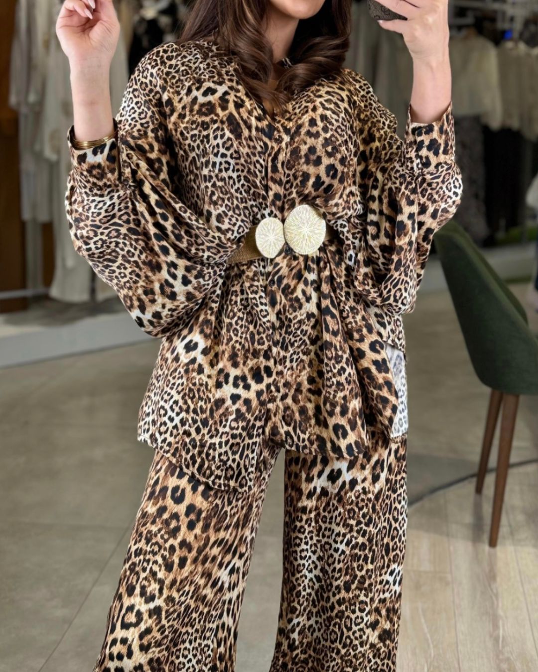 Leopard Flare Pants Set