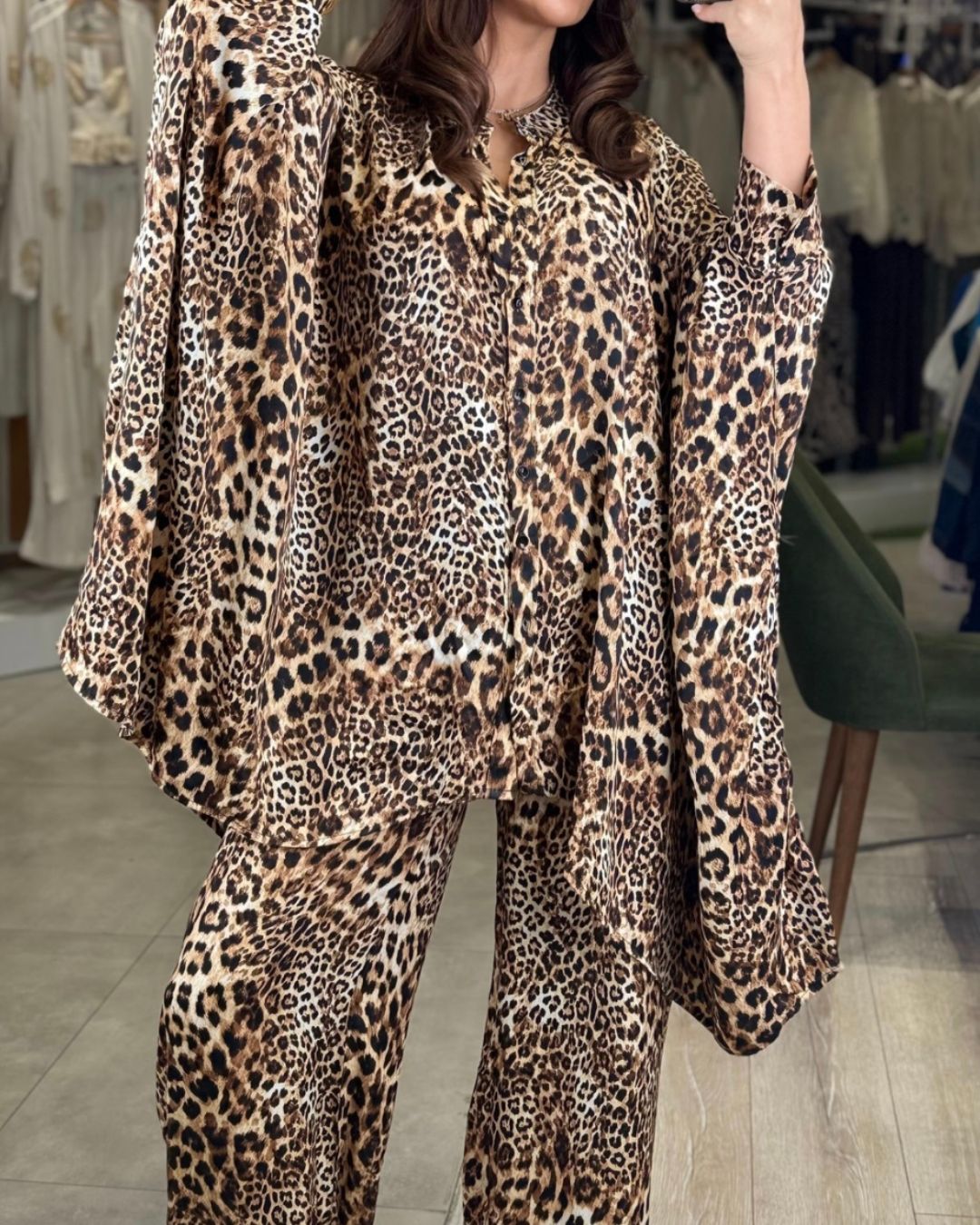 Leopard Flare Pants Set