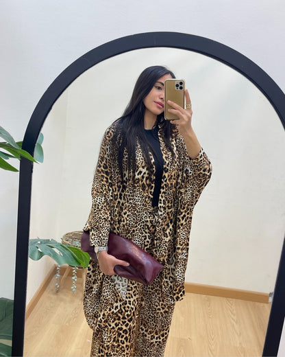 Leopard Flare Pants Set