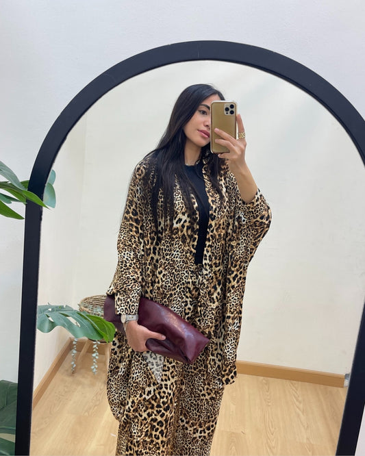 Leopard Flare Pants Set