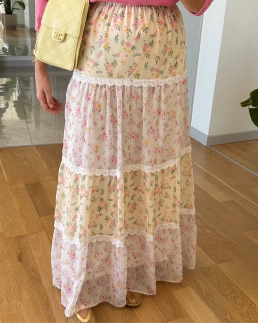 Lace Layered Colorful Skirt