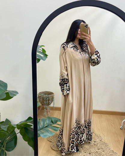 Beige Belted Shirt Dress