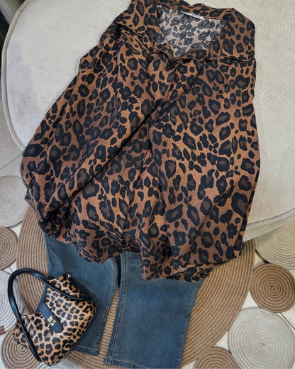 Leopard Linen Oversized Shirt