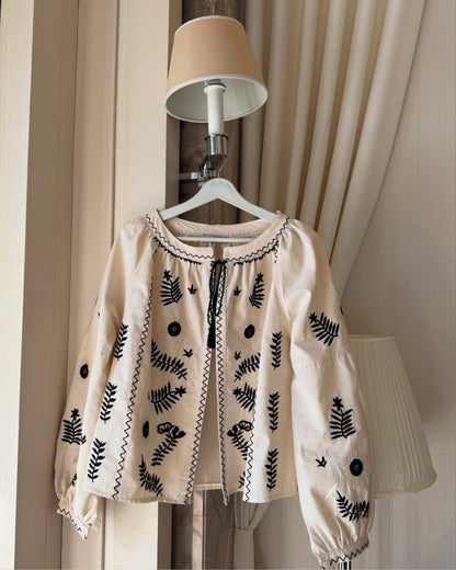 Embroidered Peasant Cardigan