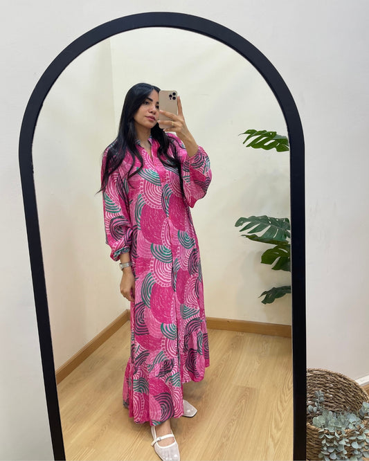 Pink Button-Down Shirt Dress