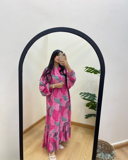 Pink Button-Down Shirt Dress