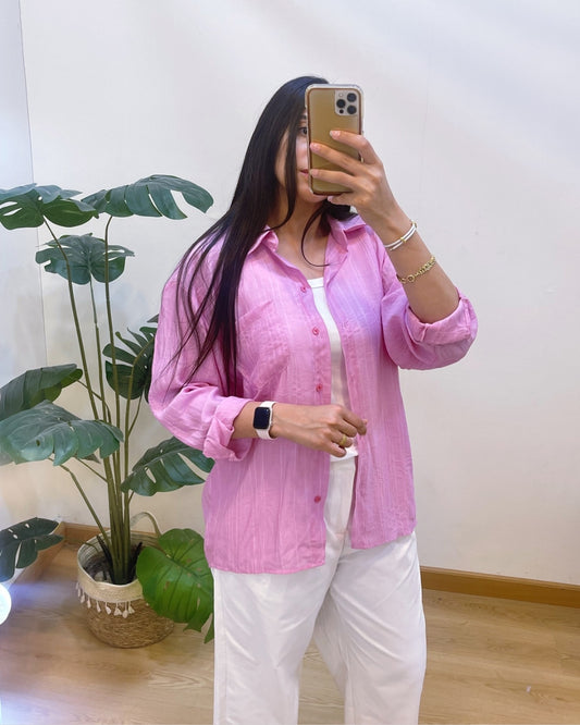 Pink Crinkled Shirt