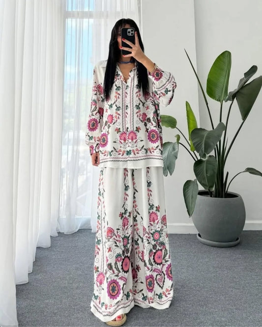 Floral Cream Loose-Fit Set
