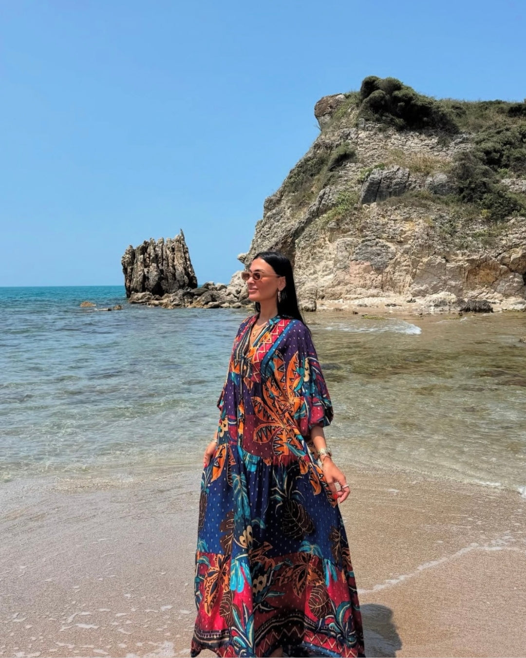 Tropicana Navy Golden Dots Dress