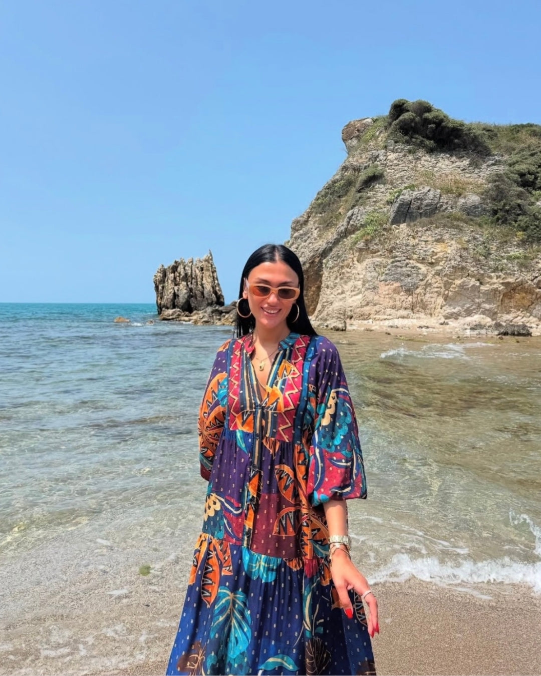 Tropicana Navy Golden Dots Dress