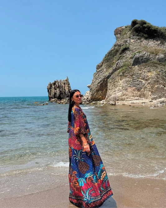 Tropicana Navy Golden Dots Dress