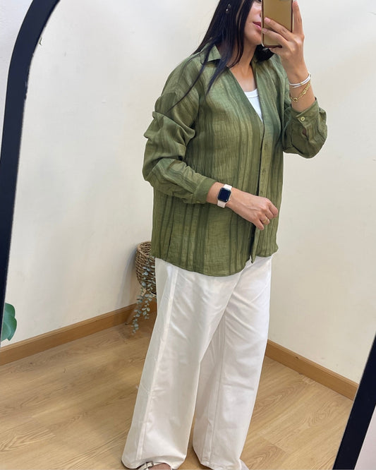 Olive Green Crinkle Shirt