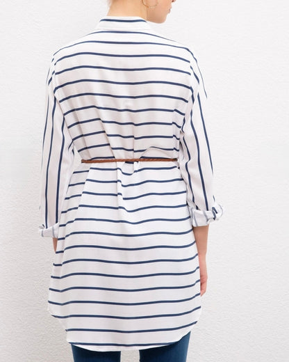 White Striped Flowery U.S. polo Tunic