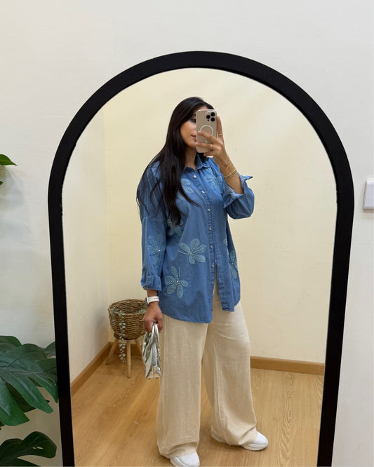 Embroidered Boho Denim Shirt