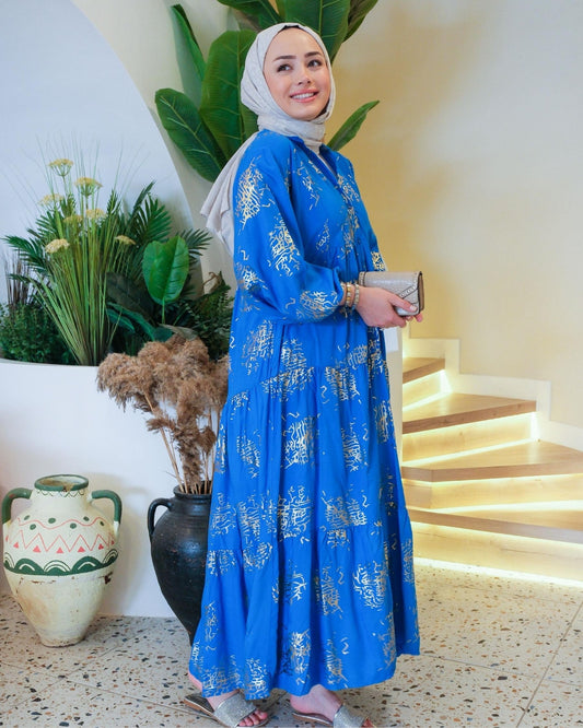 Golden script Blue Dress
