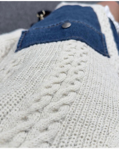 Denim Patch Knit Jacket