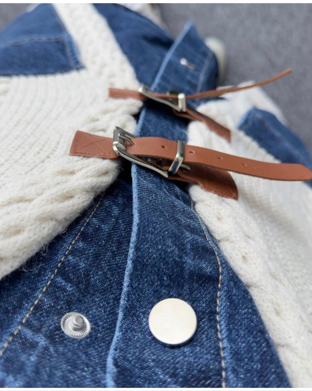 Denim Patch Knit Jacket