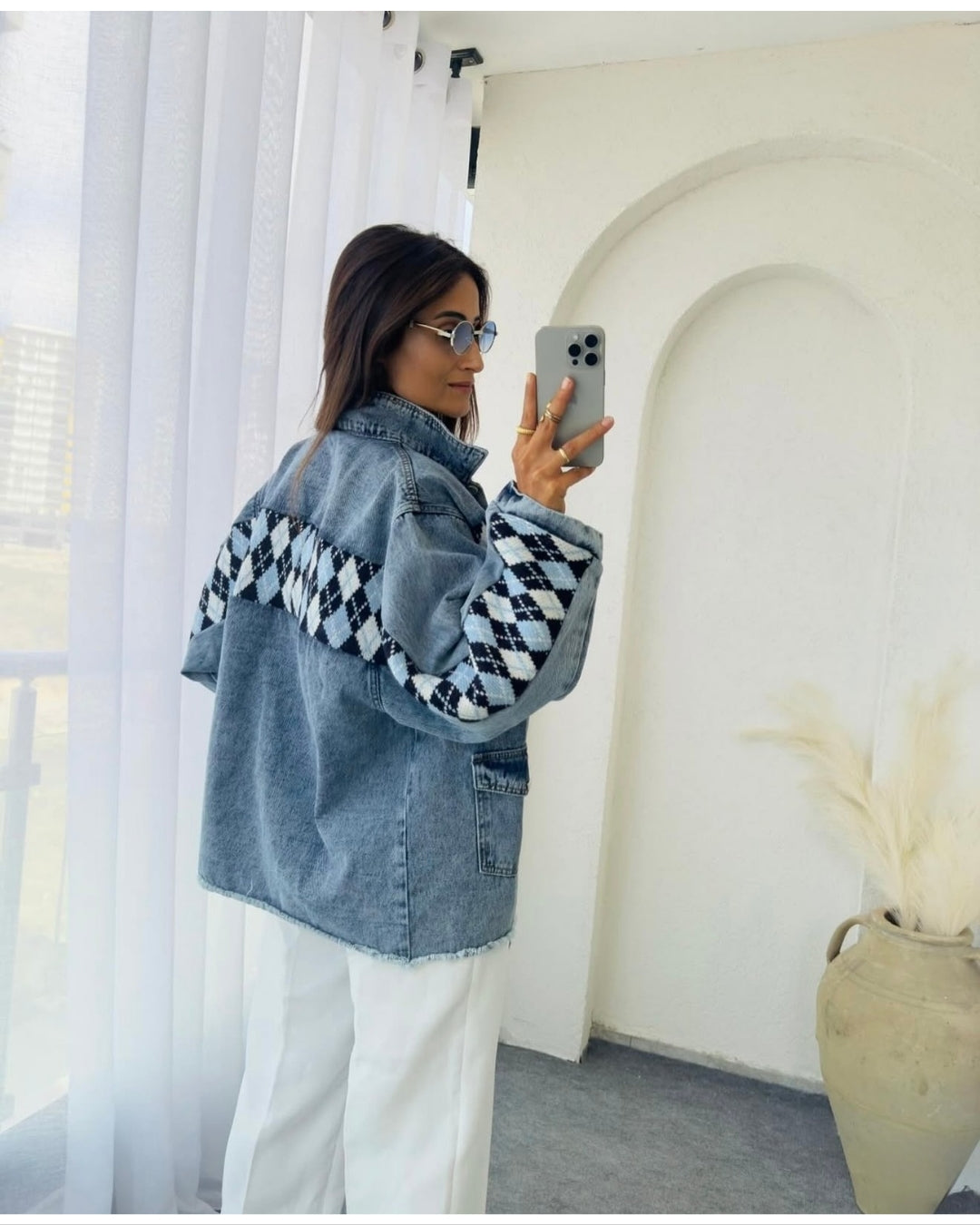 Denim Knitted Oversized Jacket