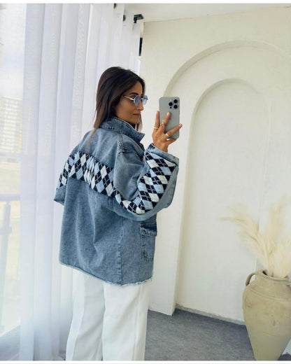 Denim Knitted Oversized Jacket