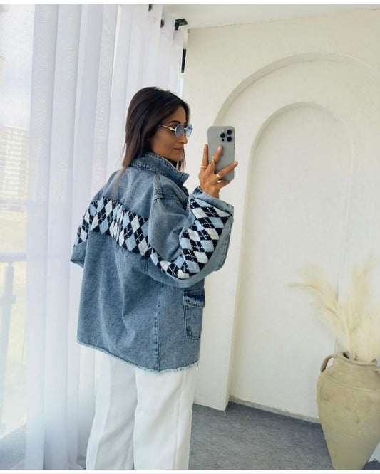 Denim Knitted Oversized Jacket