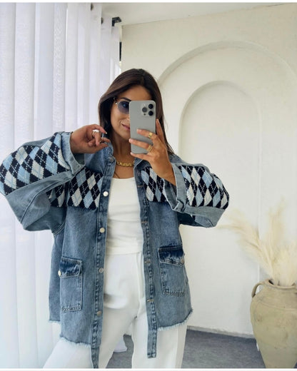 Denim Knitted Oversized Jacket