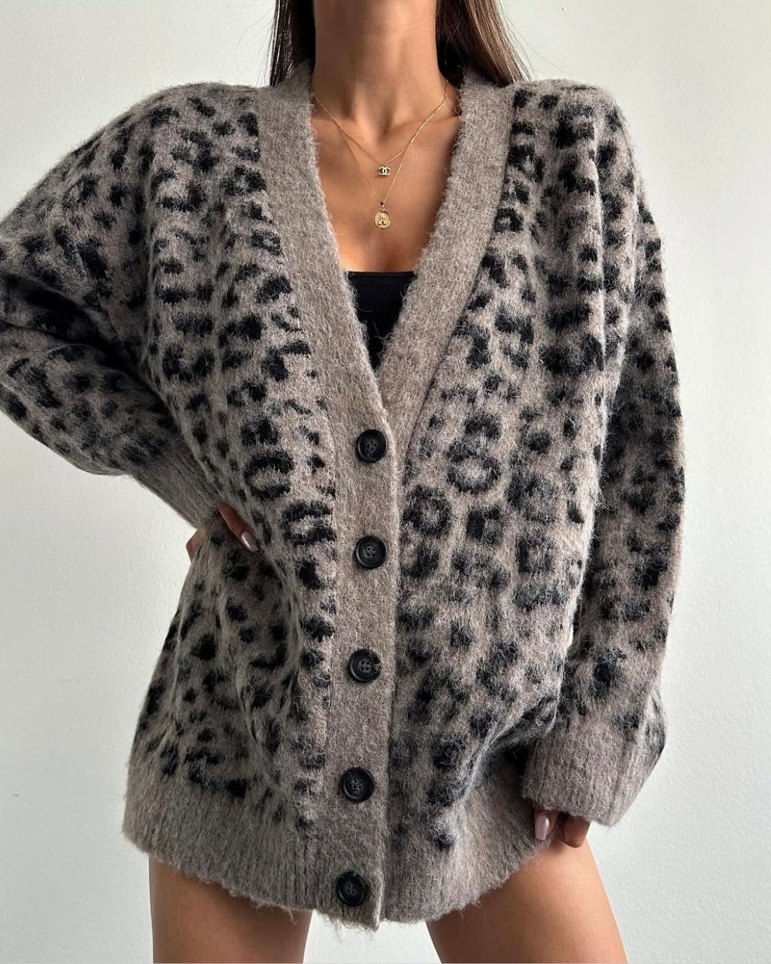 Leopard Triko Cardigan