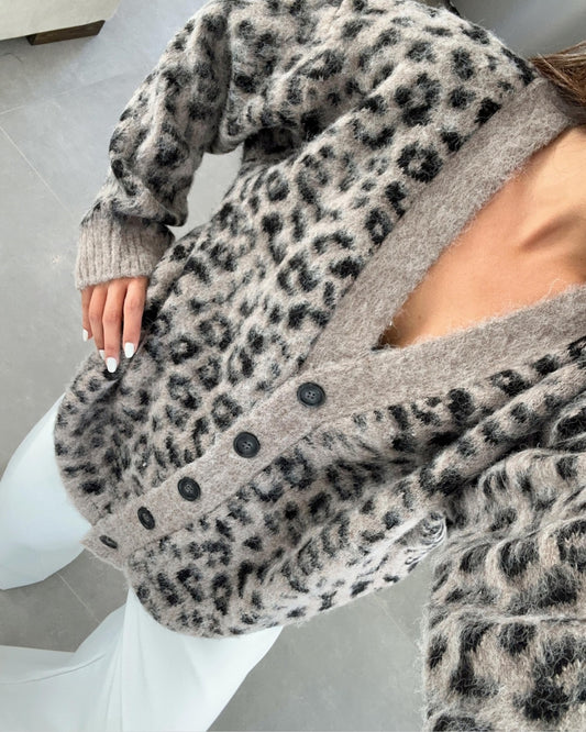 Leopard Triko Cardigan
