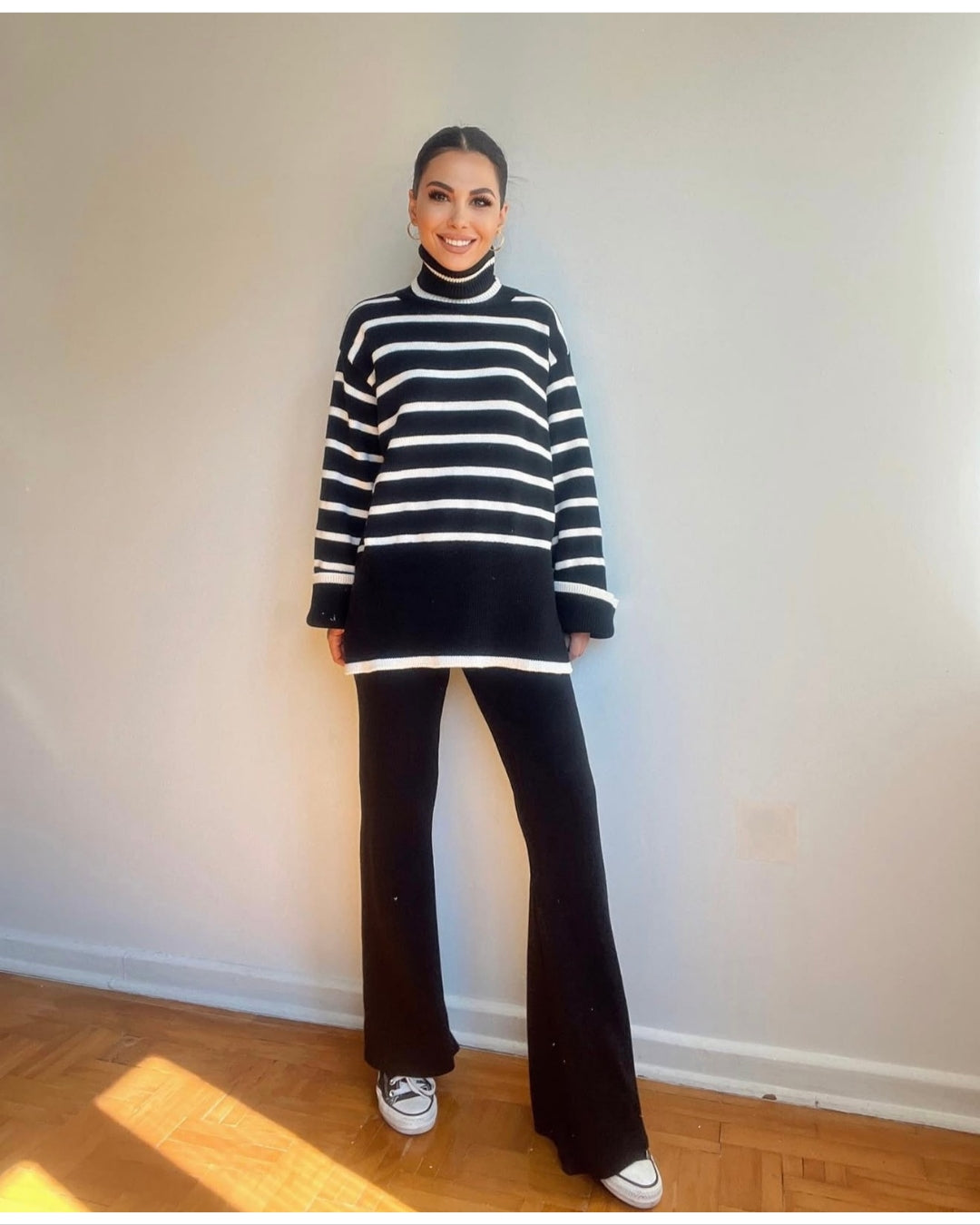 Black Striped Knit Set