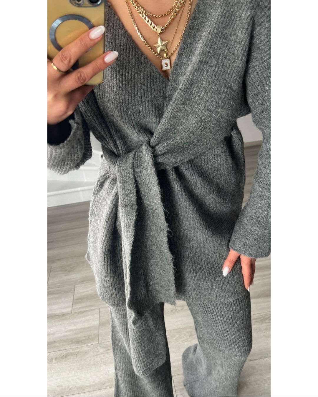 Grey Wrap Knitted Set