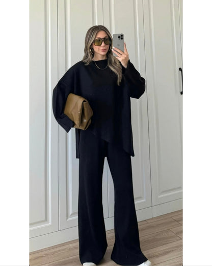 Black Asymmetrical Knit Set