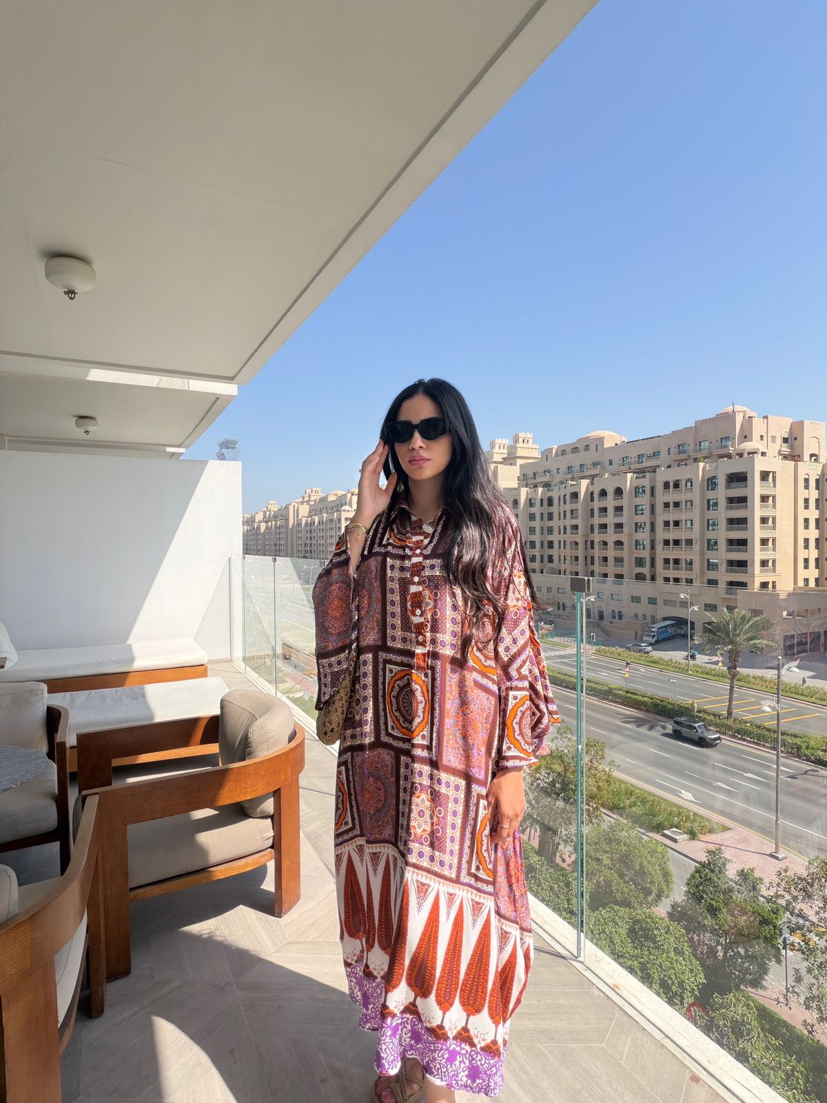 Bohemian Oversized Mosaic Shirt Dress