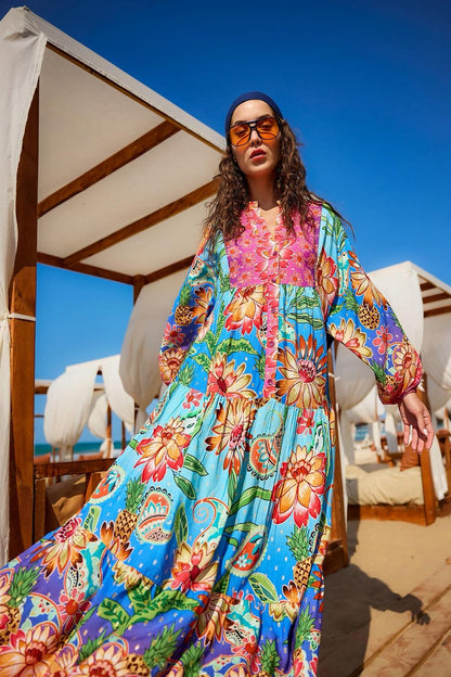 Summer Bloom Embroidery Maxi Dress