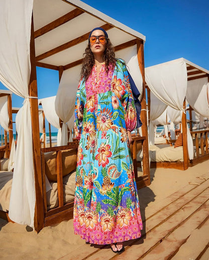 Summer Bloom Embroidery Maxi Dress
