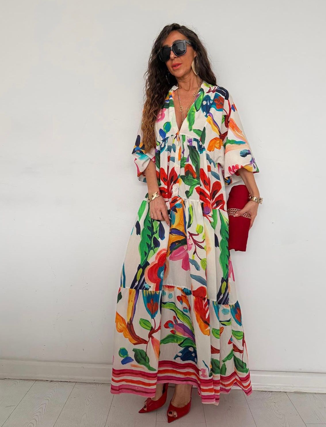 Artistic Floral Maxi Dress (PREORDER)